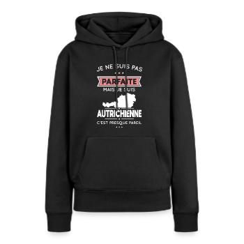 Je ne suis pas parfaite mais je suis Autrichienne - Sweat à capuche Premium bio Femme - noir - Devant - Julia (174cm)