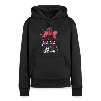Royaume-Uni - Sweat à capuche Premium bio Femme - noir - Devant - Julia (174cm)