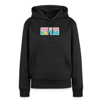 Make Love Not War | Hippie Modèle Peace and Love - Sweat à capuche Premium bio Femme - noir - Devant - Julia (174cm)