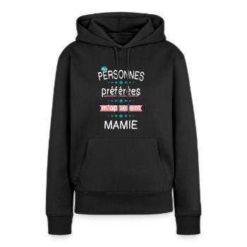 Mes personnes préférées m'appellent Mamie - Cadeau - Sweat à capuche Premium bio Femme - noir - Devant - Julia (174cm)