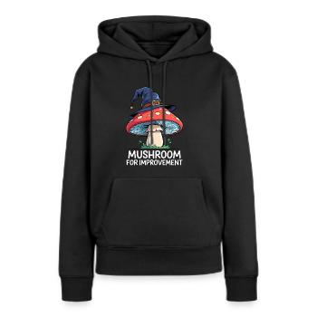 Champignon magique avec chapeau magique - Sweat à capuche Premium bio Femme - noir - Devant - Julia (174cm)