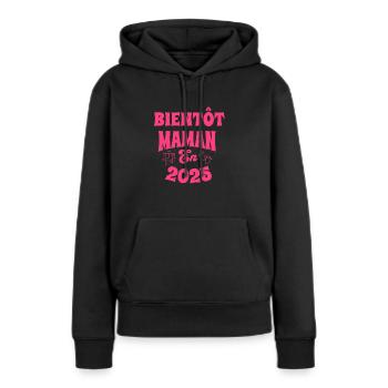 Bientôt maman En 2025 - Sweat à capuche Premium bio Femme - noir - Devant - Julia (174cm)