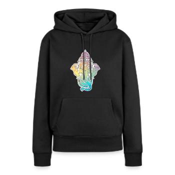 Ganesha - Frauen Premium Bio Hoodie - Schwarz - Vorne - Julia (174cm)