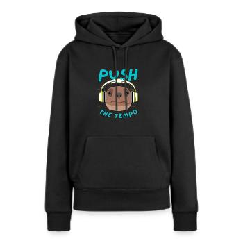 Poussez la tortue tempo avec des écouteurs - Sweat à capuche Premium bio Femme - noir - Devant - Julia (174cm)