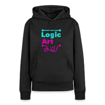 Logique VS art - Sweat à capuche Premium bio Femme - noir - Devant - Julia (174cm)