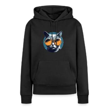 Katze Mietz Stubentiger Sonnenbrille - Frauen Premium Bio Hoodie - Schwarz - Vorne - Julia (174cm)