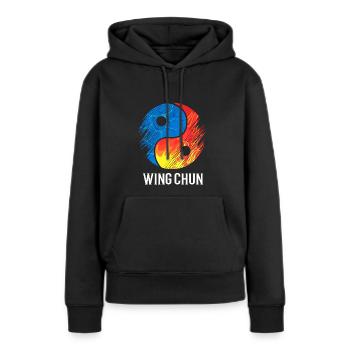 Wing Chun - Sweat à capuche Premium bio Femme - noir - Devant - Julia (174cm)