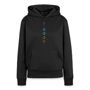 Sept chakras - Sweat à capuche Premium bio Femme - noir - Devant - Julia (174cm)