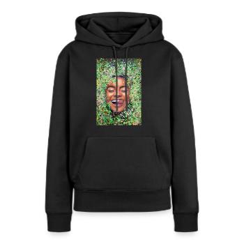 Glückliches Gesicht Frau mit Zunge - Frauen Premium Bio Hoodie - Schwarz - Vorne - Julia (174cm)