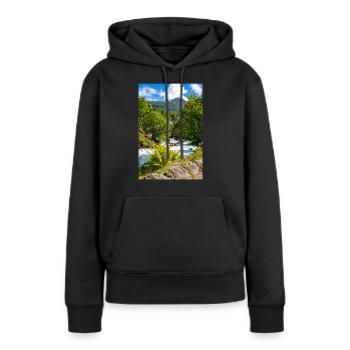 Geiranger panorama Storseterfossen Norwegen - Frauen Premium Bio Hoodie - Schwarz - Vorne - Julia (174cm)