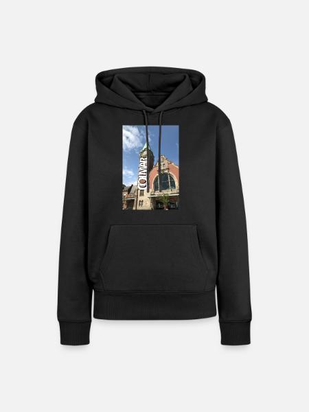 Bahnhof Colmar Graph - Frauen Premium Bio Hoodie - Schwarz
