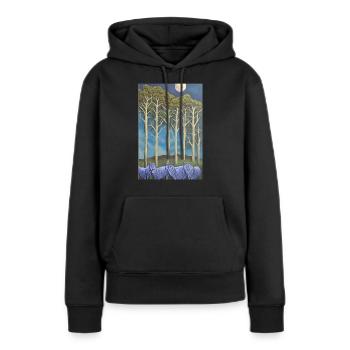 Les loups sur l’avenue - Sweat à capuche Premium bio Femme - noir - Devant - Julia (174cm)