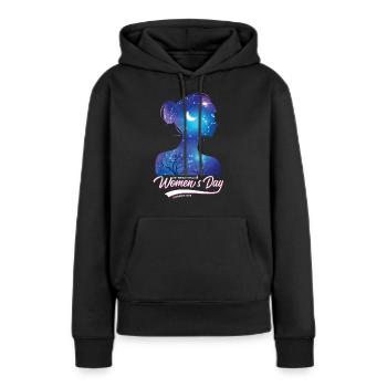 Journée internationale de la femme - Sweat à capuche Premium bio Femme - noir - Devant - Julia (174cm)