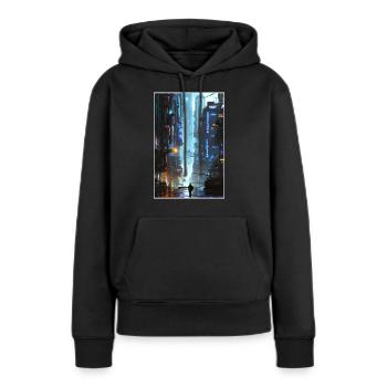 ville futuriste Science Fiction Dystopian - Sweat à capuche Premium bio Femme - noir - Devant - Julia (174cm)