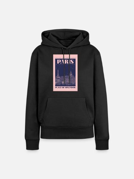 Paris - Frauen Premium Bio Hoodie - Schwarz