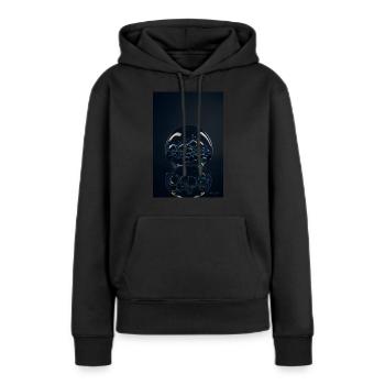 Bulles dans une bulle chrome 1 - Sweat à capuche Premium bio Femme - noir - Devant - Julia (174cm)