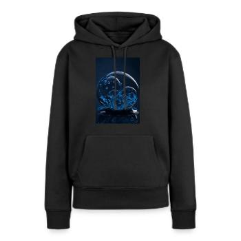 Bulles dans une bulle bleue 2 - Sweat à capuche Premium bio Femme - noir - Devant - Julia (174cm)