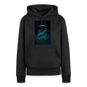 Wolken in einer Blase grün 2 - Frauen Premium Bio Hoodie - Schwarz - Vorne - Julia (174cm)