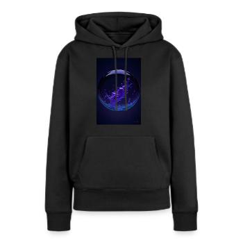 Wolken in einer Blase lila2 - Frauen Premium Bio Hoodie - Schwarz - Vorne - Julia (174cm)
