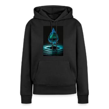 Goutte cyan 3 - Sweat à capuche Premium bio Femme - noir - Devant - Julia (174cm)