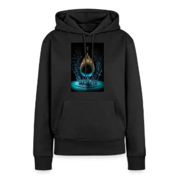 Goutte cyan 4 - Sweat à capuche Premium bio Femme - noir - Devant - Julia (174cm)