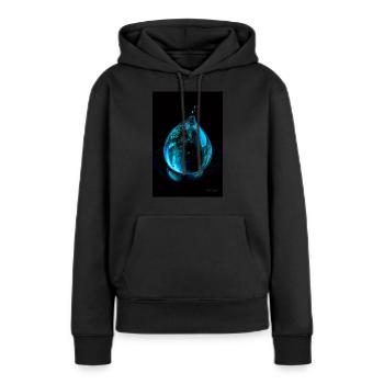 Gouttes cyan 5 - Sweat à capuche Premium bio Femme - noir - Devant - Julia (174cm)