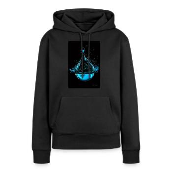 Gouttes cyan 7 - Sweat à capuche Premium bio Femme - noir - Devant - Julia (174cm)