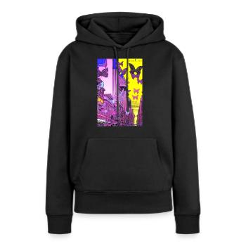 Sidback Unltd. - Métropole des papillons - Sweat à capuche Premium bio Femme - noir - Devant - Julia (174cm)