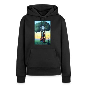 Musique intemporelle - Sweat à capuche Premium bio Femme - noir - Devant - Julia (174cm)
