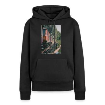 Train Train - Sweat à capuche Premium bio Femme - noir - Devant - Julia (174cm)