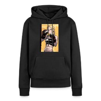 Boxeuse poster - Sweat à capuche Premium bio Femme - noir - Devant - Julia (174cm)