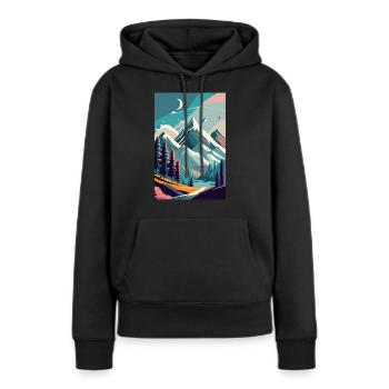 Alpine Elegance: Minimalist Beauty of the Mountain - Women’s Premium Organic Hoodie - black - Front - Julia (174cm)