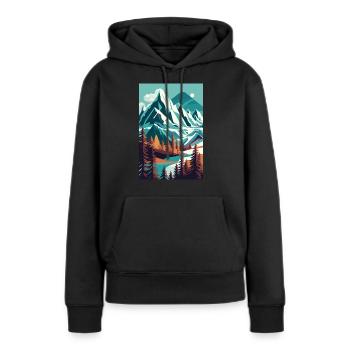 Alpine Elegance: Minimalist Beauty of the Mountain - Women’s Premium Organic Hoodie - black - Front - Julia (174cm)