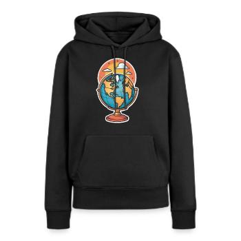 Stilisierter Globus - Frauen Premium Bio Hoodie - Schwarz - Vorne - Julia (174cm)