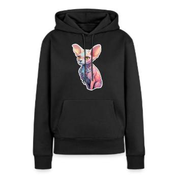Chat Sphinx - Sweat à capuche Premium bio Femme - noir - Devant - Julia (174cm)