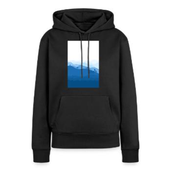 Blaue berge Hintergrund - Frauen Premium Bio Hoodie - Schwarz - Vorne - Julia (174cm)