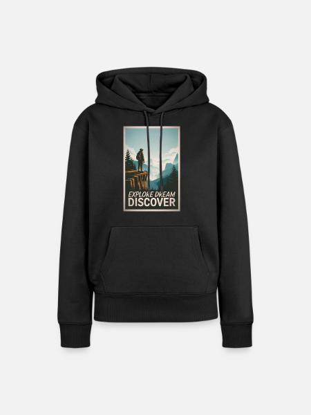 Explore Dream Explore - Frauen Premium Bio Hoodie - Schwarz