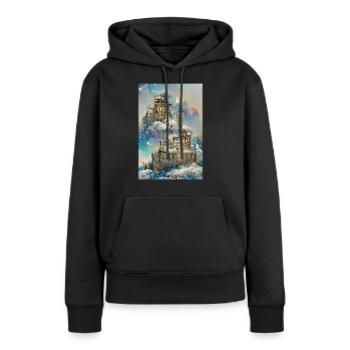 Winterliches Schloss im Sonnenlicht Winter Sunlit - Frauen Premium Bio Hoodie - Schwarz - Vorne - Julia (174cm)
