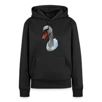 Cygne fixe - Sweat à capuche Premium bio Femme - noir - Devant - Julia (174cm)