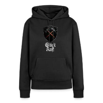 Bonne chance sur le logo minage mineur maillet et fer - Sweat à capuche Premium bio Femme - noir - Devant - Julia (174cm)