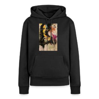 Porträt Frau Look Omikly Hals Splash Art - Frauen Premium Bio Hoodie - Schwarz - Vorne - Julia (174cm)