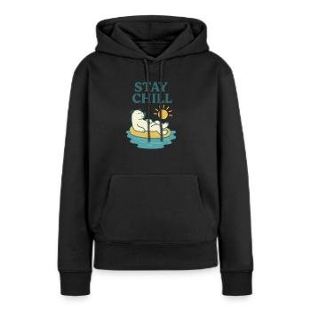 Bleib cool mit dem Eisbar - Frauen Premium Bio Hoodie - Schwarz - Vorne - Julia (174cm)