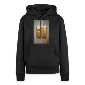 Transformation de l’or - Sweat à capuche Premium bio Femme - noir - Devant - Julia (174cm)