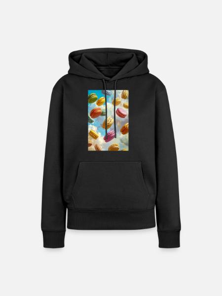 Bunte Macarons am Himmel - Frauen Premium Bio Hoodie - Schwarz