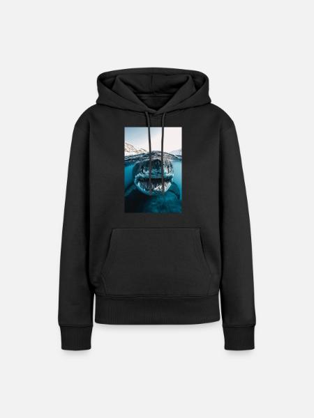 Mega Shark Nahbegegnung - Frauen Premium Bio Hoodie - Schwarz