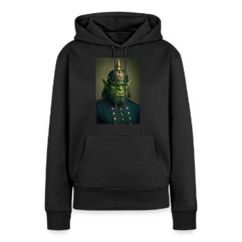 Général orc impérial - Sweat à capuche Premium bio Femme - noir - Devant - Julia (174cm)