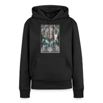 Geweih-Krieger Jugendstil - Frauen Premium Bio Hoodie - Schwarz - Vorne - Julia (174cm)