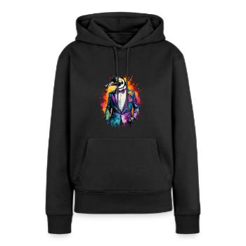 Pingouin en costume - Sweat à capuche Premium bio Femme - noir - Devant - Julia (174cm)