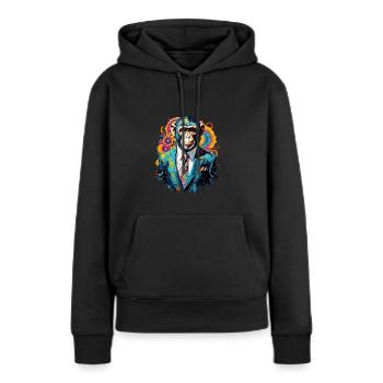 Singe en costume - Sweat à capuche Premium bio Femme - noir - Devant - Julia (174cm)
