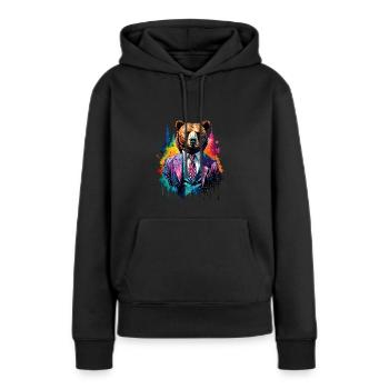 Ours en costume - Sweat à capuche Premium bio Femme - noir - Devant - Julia (174cm)